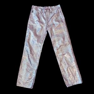 Vintage Y2K Iceburg Metallic Pink‎ Iridescent Pants Snake Print Maximalist
